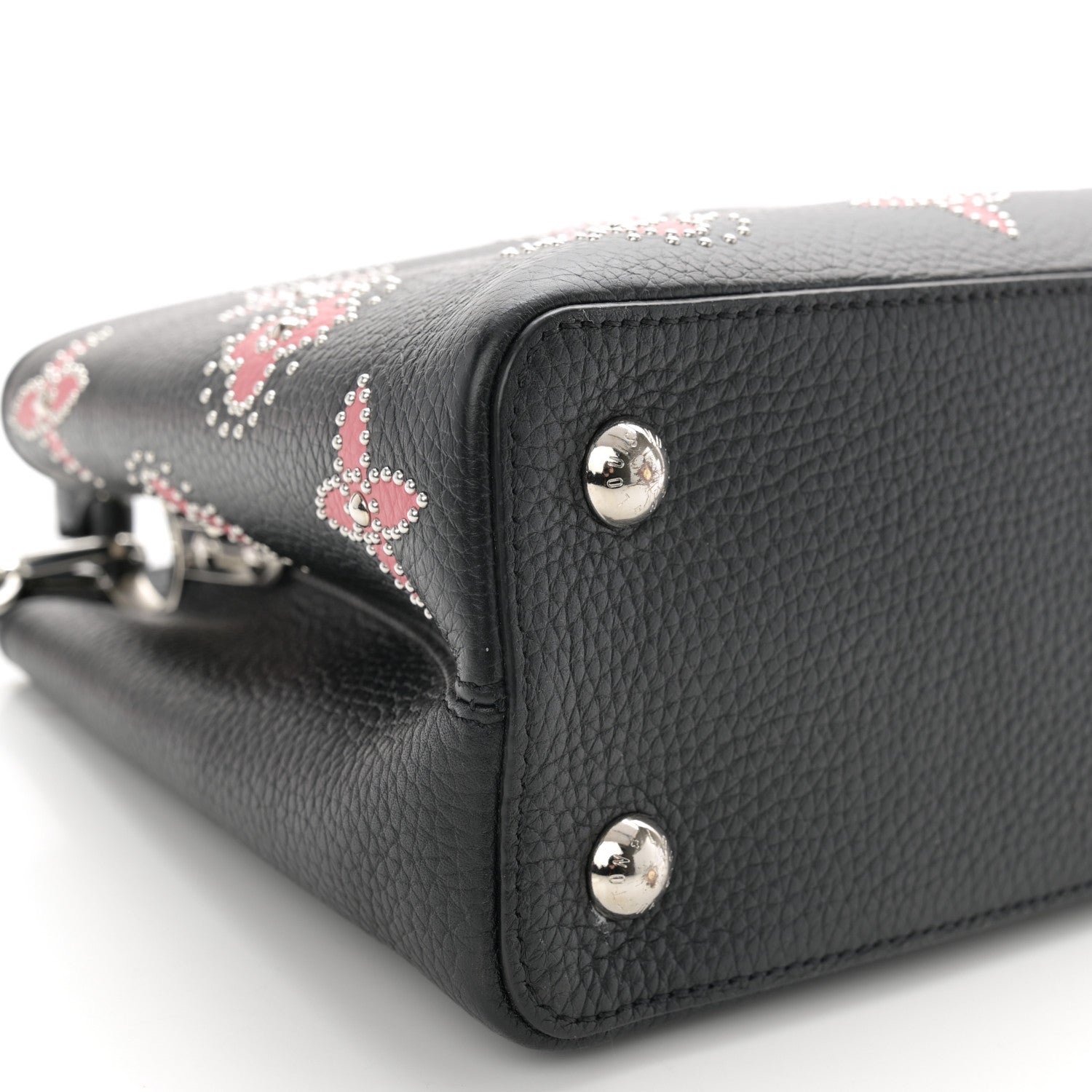 Louis Vuitton LOUIS VUITTON Taurillon Flowers Capucines PM Black 8 of 9