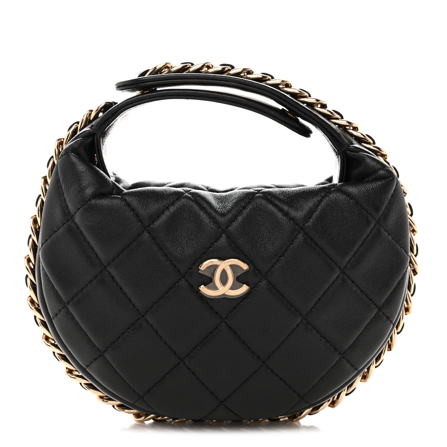 Chanel Lambskin Quilted Chain Around Pouch Hobo Black 1 of 11