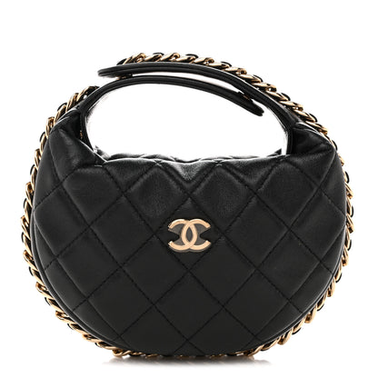 Chanel Lambskin Quilted Chain Around Pouch Hobo Black 1 of 11