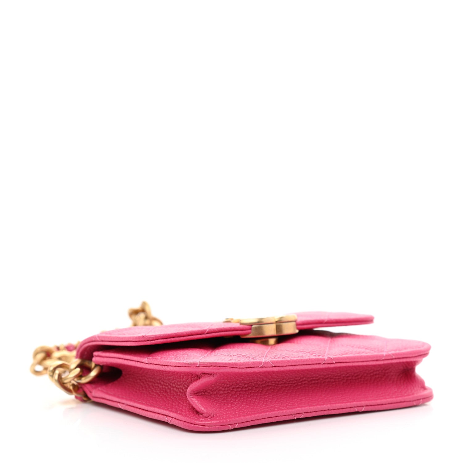 Chanel Shiny Caviar Quilted Chain Melody Card Holder On Chain Dark Pink 4 of 12