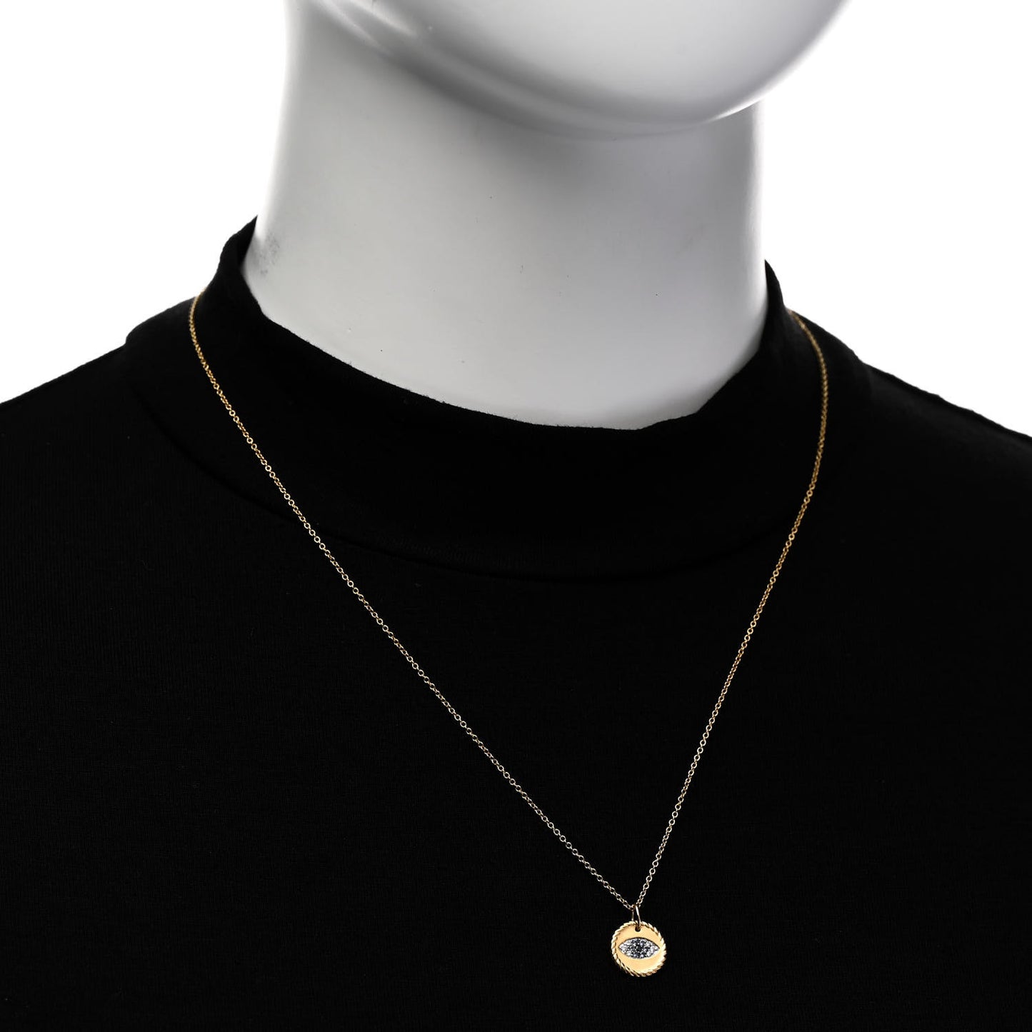 18K Yellow Gold Blue Sapphire Diamond Evil Eye Necklace