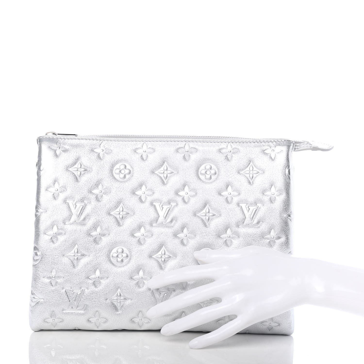 Louis Vuitton Metallic Lambskin Embossed Monogram Coussin PM Silver 2 of 9