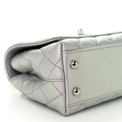 Chanel Iridescent Caviar Quilted Extra Mini Coco Handle Flap Light Blue 9 of 11