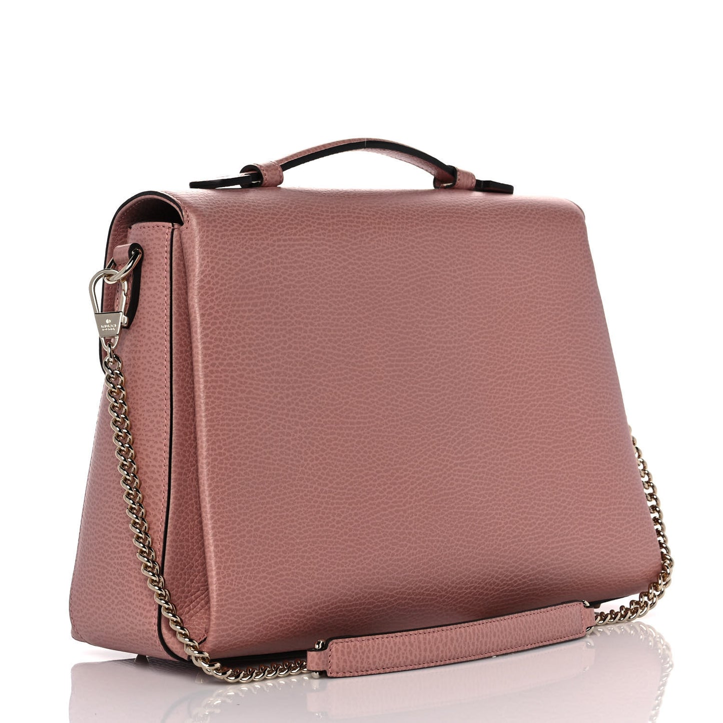 Dollar Calfskin Medium Interlocking G Top Handle Shoulder Bag Soft Pink