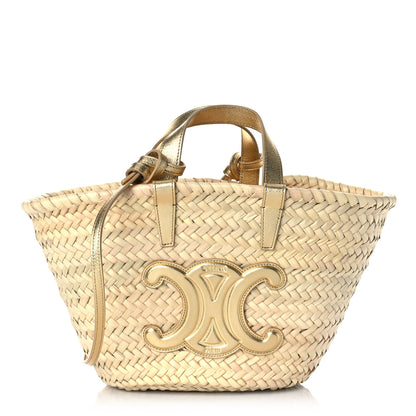 Celine Raffia Calfskin Triomphe Teen Panier Gold 1 of 8