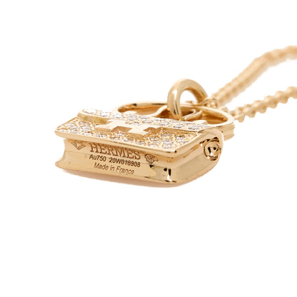 Hermes 18K Rose Gold Diamond Constance Amulette Pendant Necklace 5 of 5