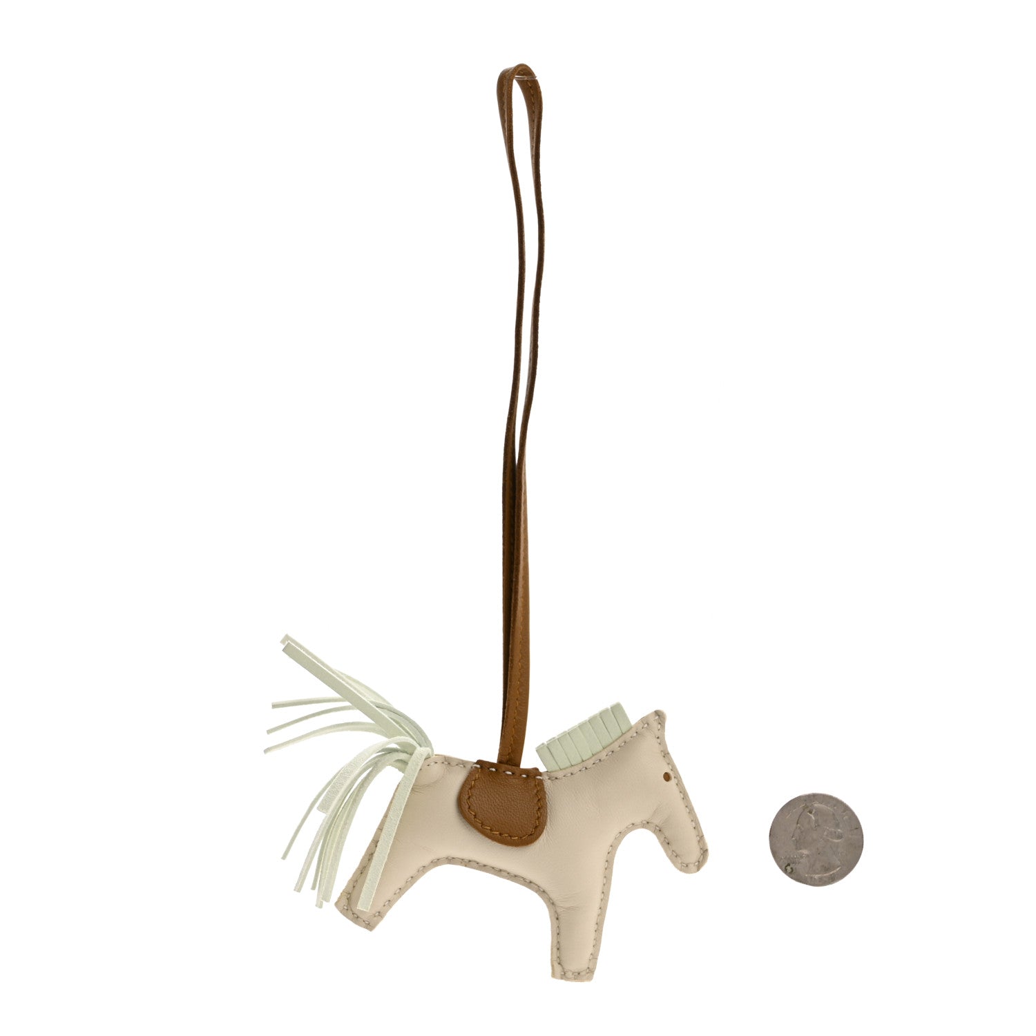 Hermes Milo Lambskin Grigri Rodeo Horse Bag Charm PM Craie Vert Fizz Kraft 2 of 5