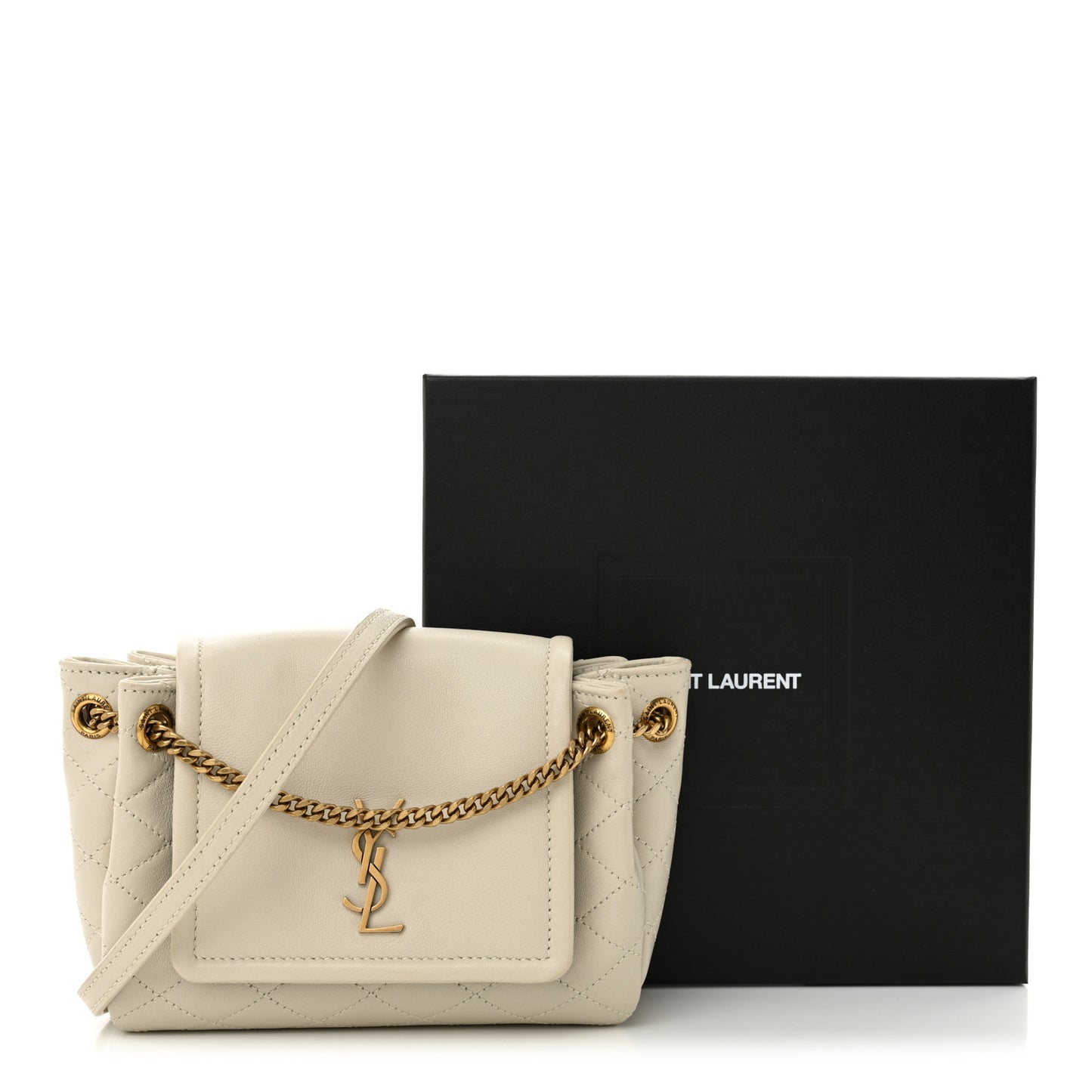 Lambskin Quilted Monogram Mini Nolita Crema Soft