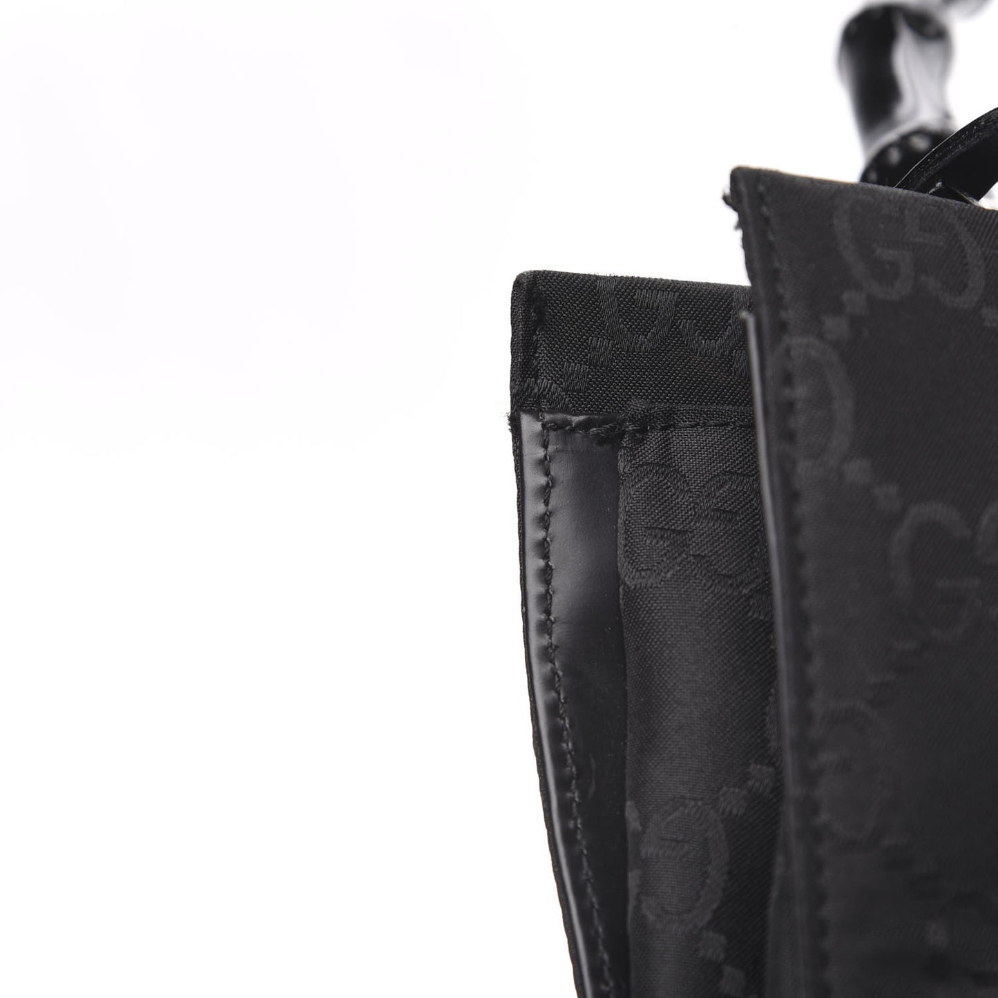 Nylon Monogram Bamboo Handle Bag Black