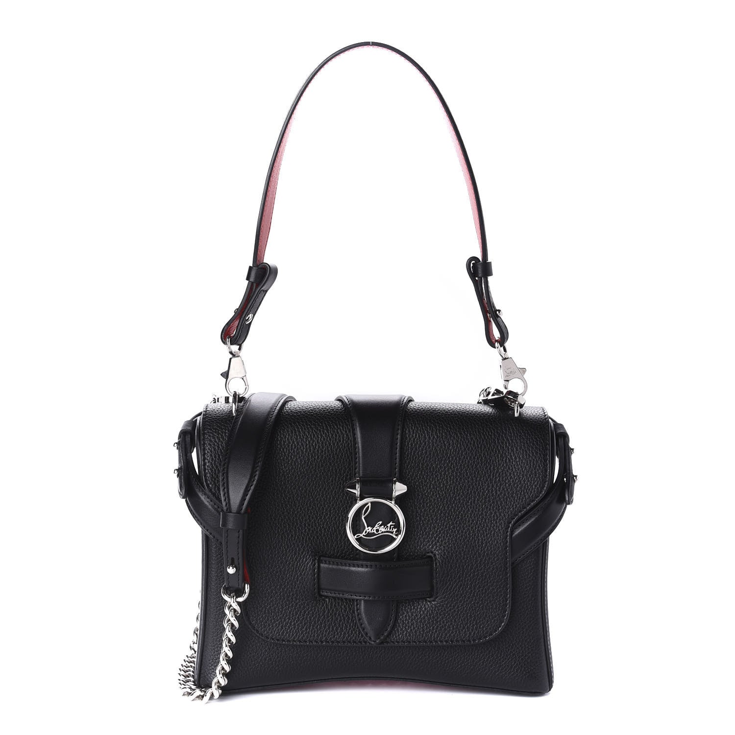 Christian Louboutin Pebbled Calfskin Small Rubylou Shoulder Bag Black 1 of 10