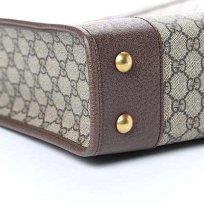 Gucci GG Supreme Monogram Textured Calfskin Web Medium Ophidia Slip Handle Tote Beige Ebony New Acero 8 of 10