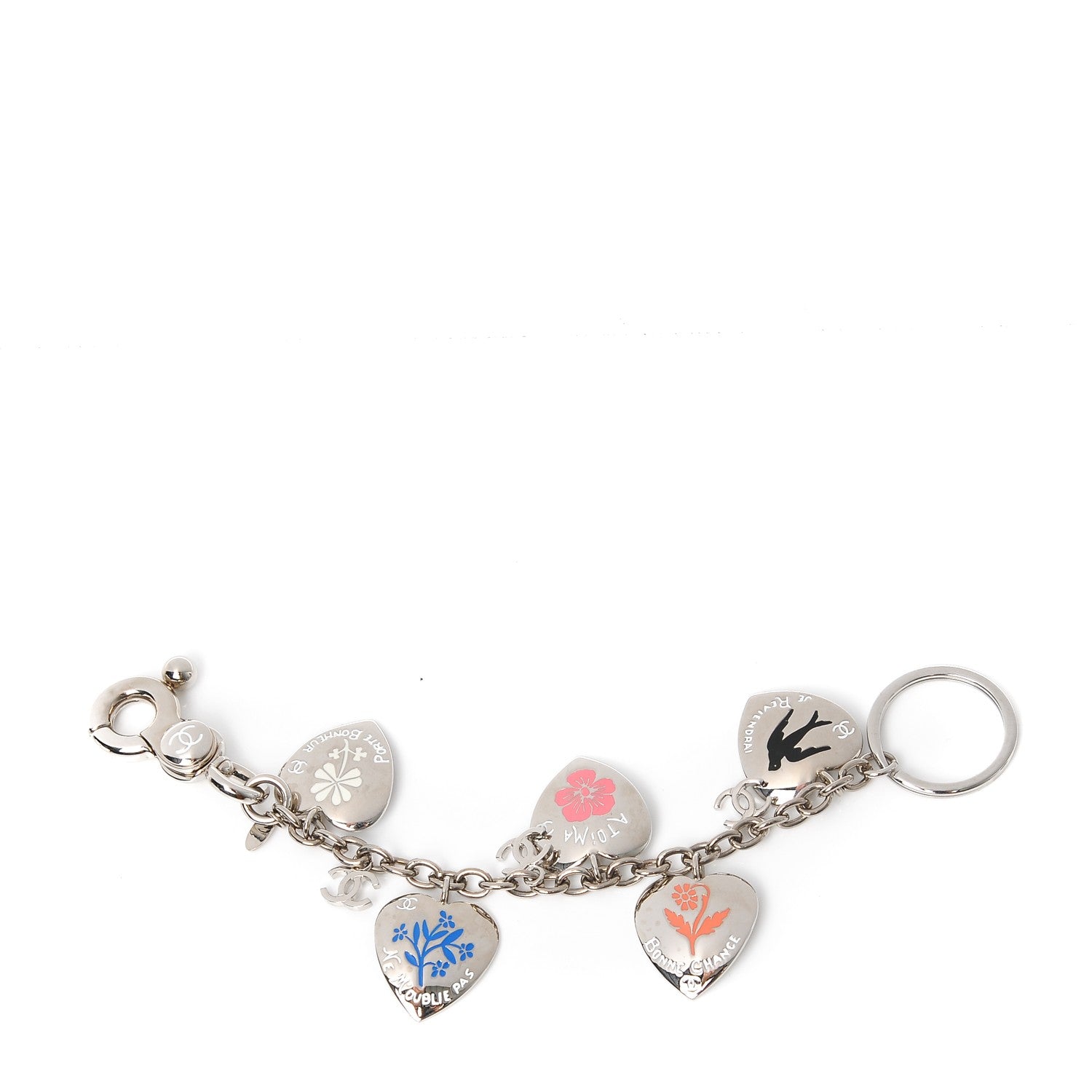 Chanel Valentine Charm Key Ring Silver 1 of 3