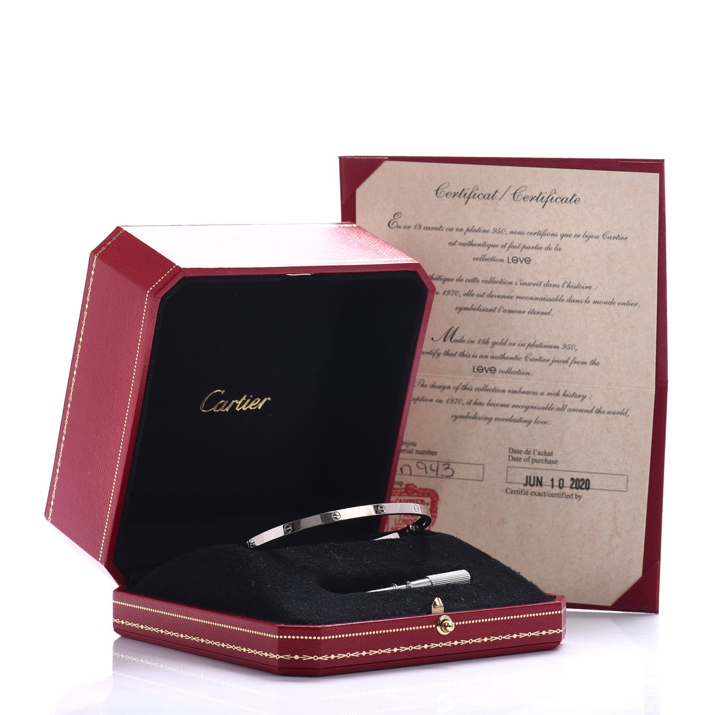 18K White Gold Small LOVE Bracelet 20