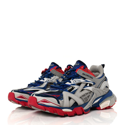 Balenciaga Rubber Mesh Bi-Color Womens Track.2 Open Sneakers 38 Beige Blue Red 3 of 7