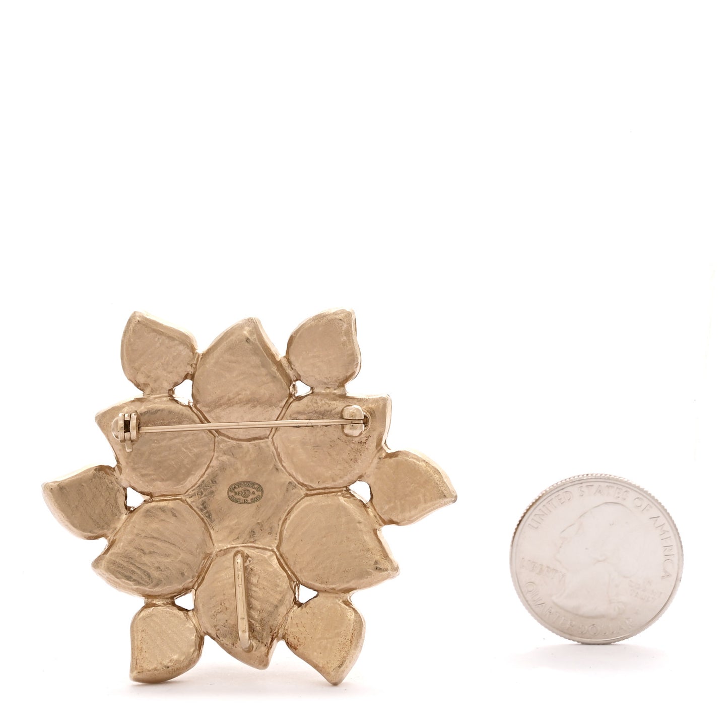Gripoix Large CC Brooch Gold