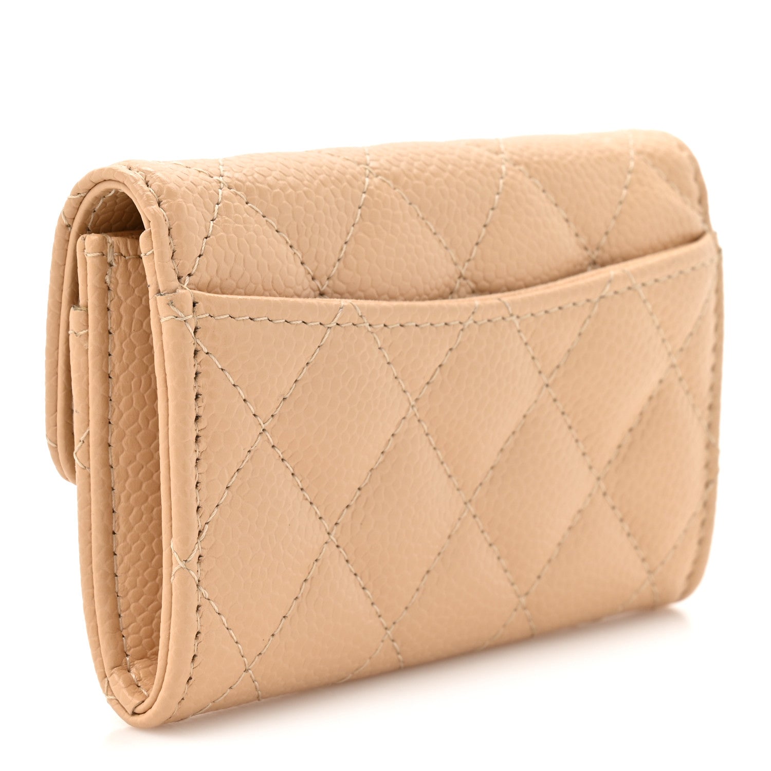 Chanel Caviar Quilted Flap Card Holder Wallet Beige 3 of 11