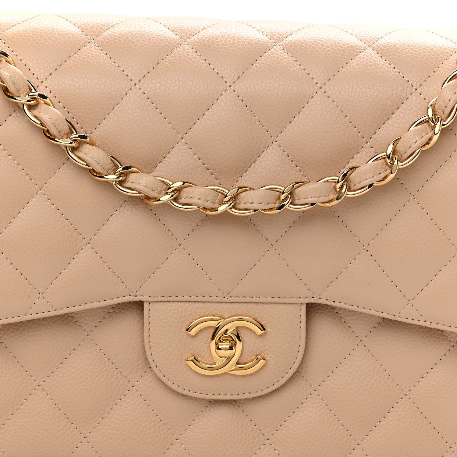 Chanel Caviar Quilted Jumbo Double Flap Light Beige 8 of 11