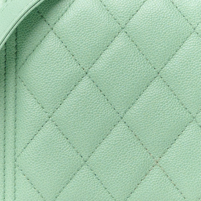 Chanel Caviar Quilted Boy Wallet On Chain WOC Light Gren 9 of 12