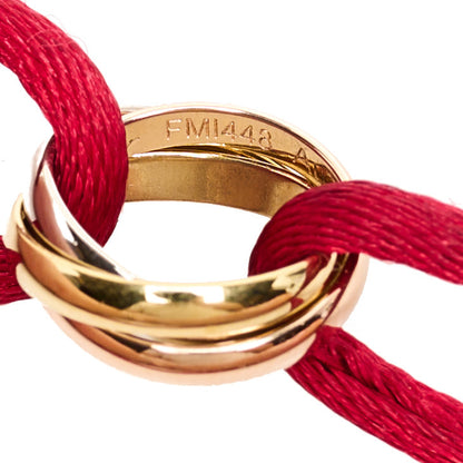 Cartier 18K Pink Yellow White Gold Trinity Cord Bracelet Red 4 of 6
