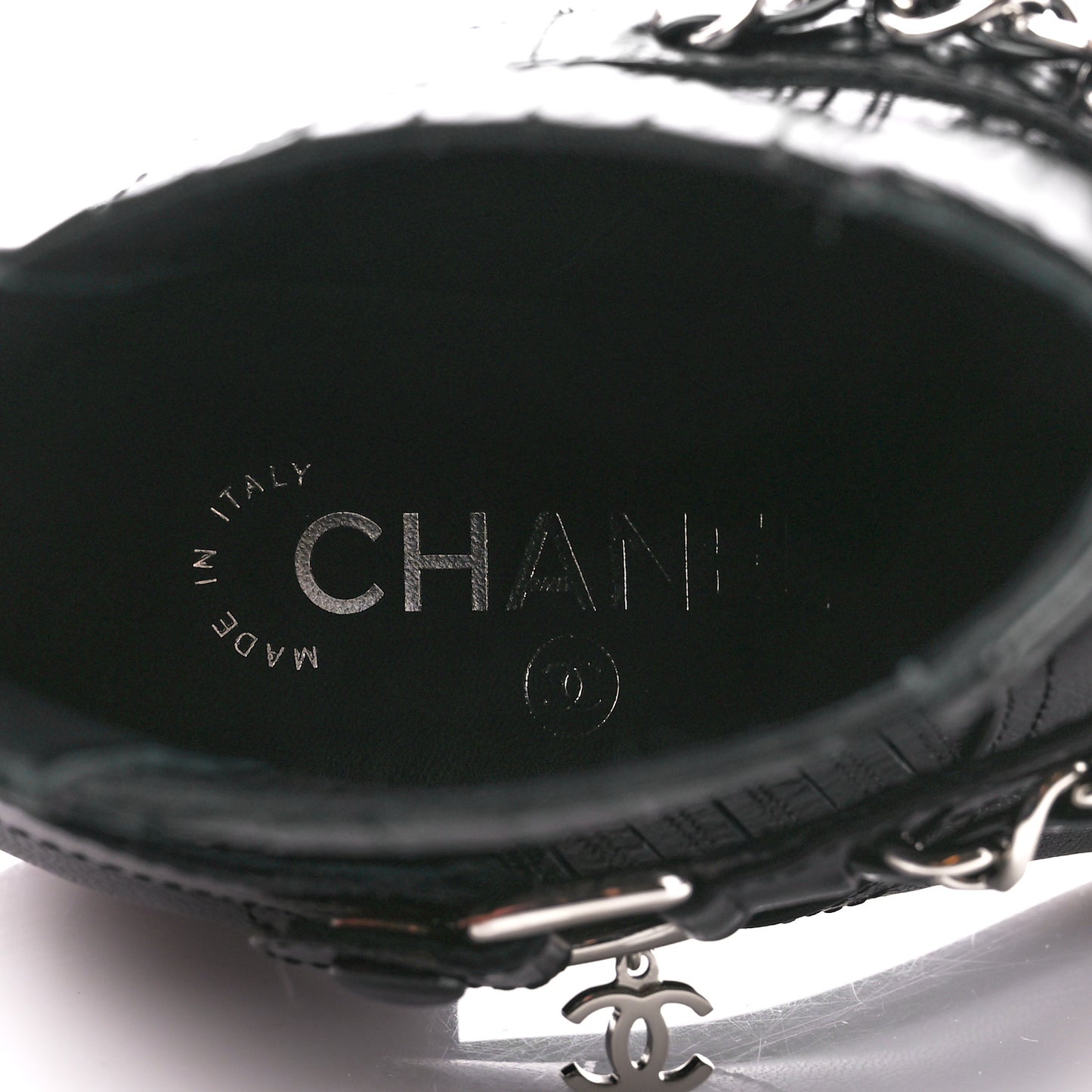 Goatskin Patent CC Cap Toe Chain Boots 38 Black 36.5 Black