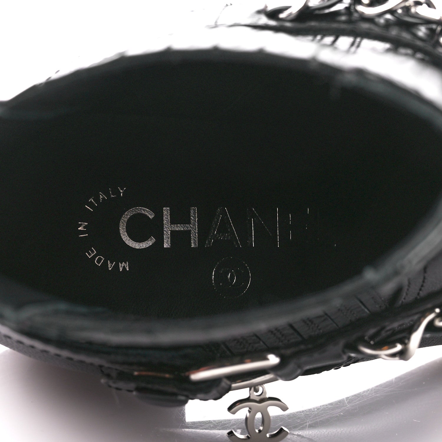 Chanel Goatskin Patent CC Cap Toe Chain Boots 38 Black 36.5 Black 7 of 8