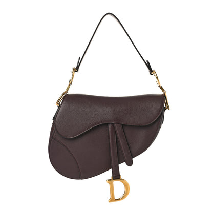 Christian Dior Grained Calfskin Saddle Bag Burgundy 1 of 10