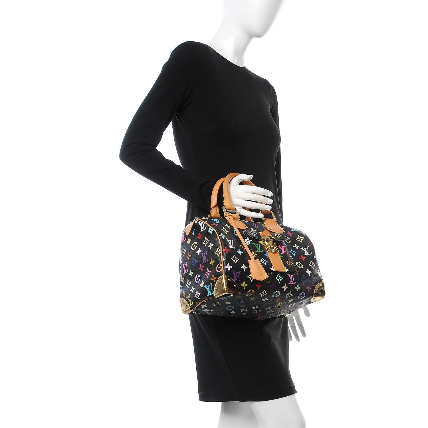 Louis Vuitton Monogram Multicolor Speedy 30 Black 2 of 8