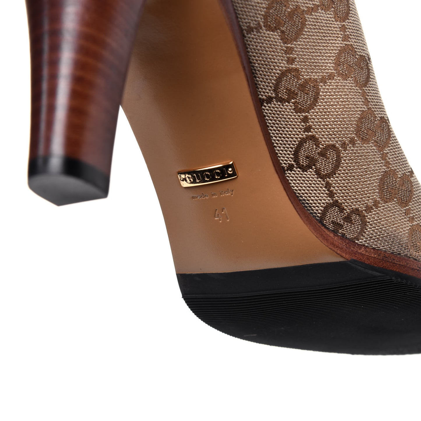 Monogram Lisa Mid Heel Boots 41 Beige Ebony