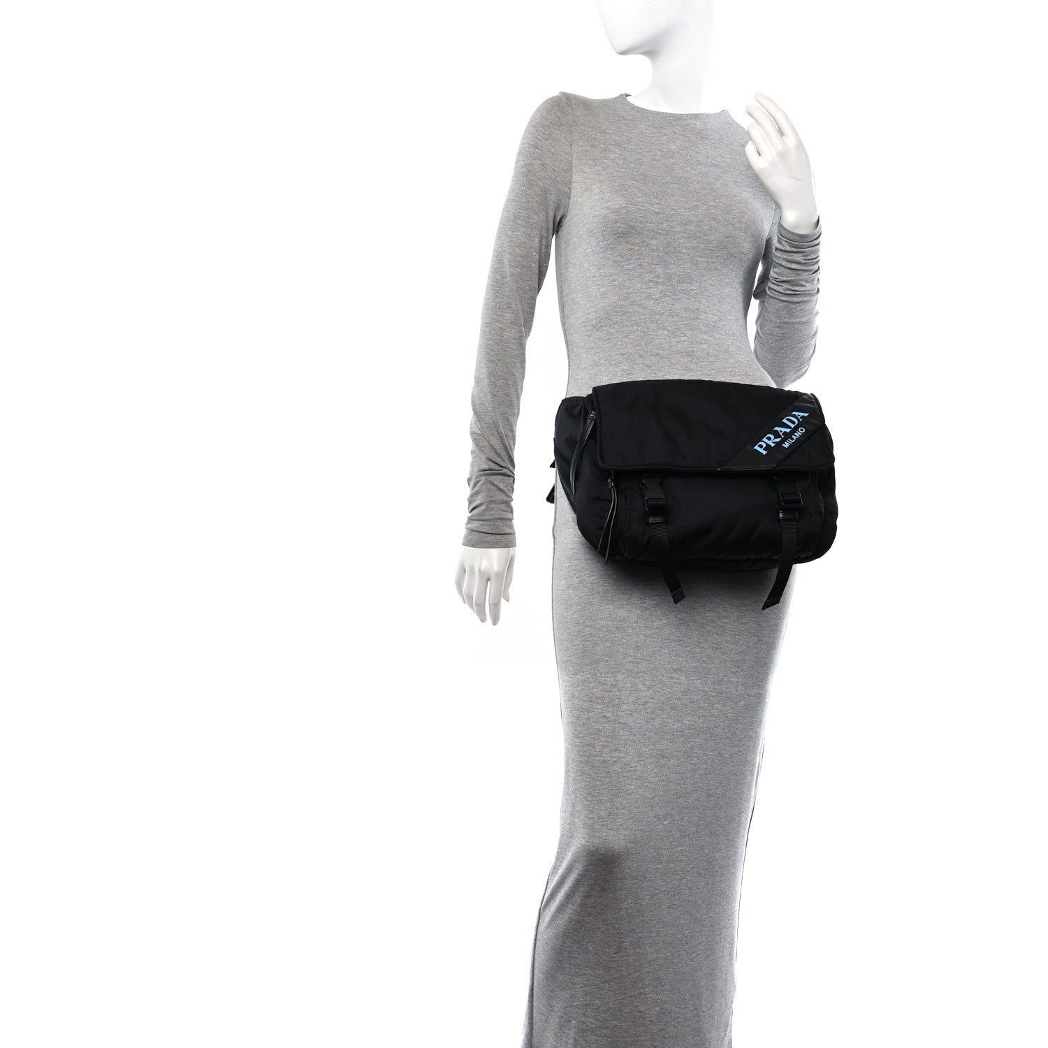 Prada Tessuto Nylon Logo Messenger Bag Black 2 of 9