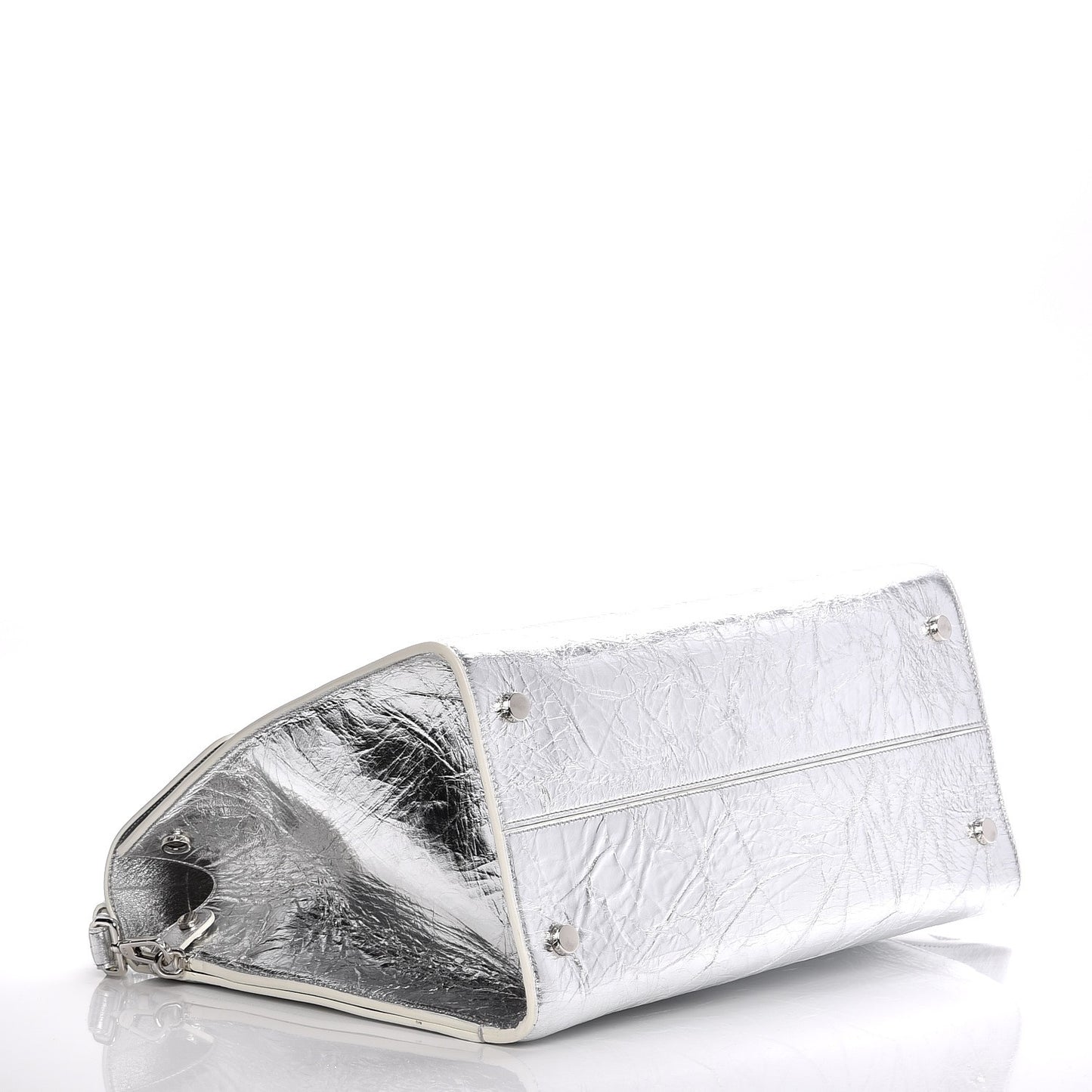 Metallic Calfskin Large Diorever Flap Silver
