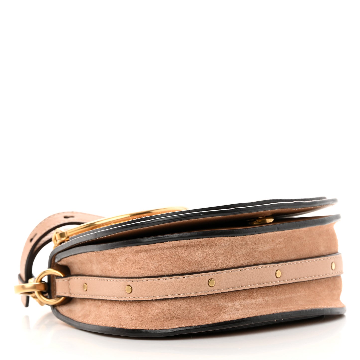 Calfskin Suede Small Nile Bracelet Bag Biscotti Beige