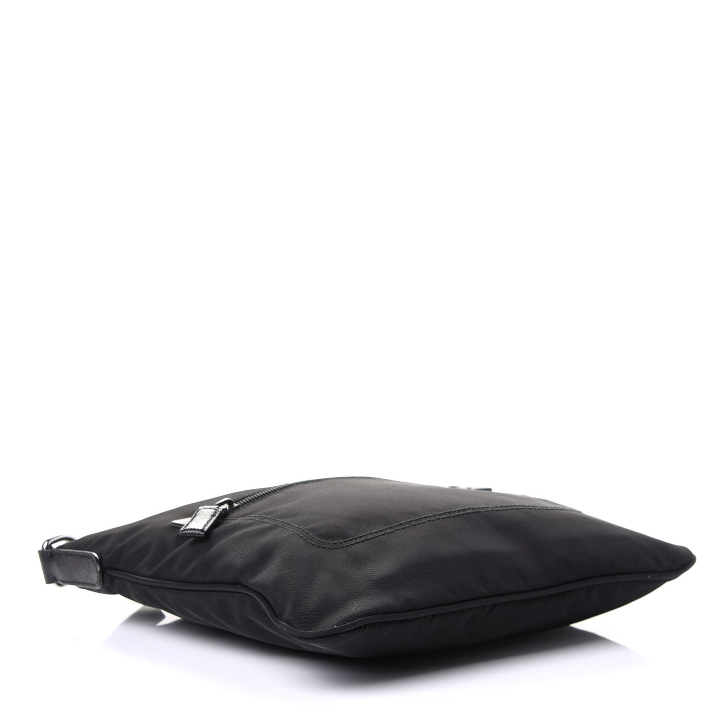 Nylon Saffiano Flat Messenger Bag Black