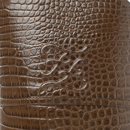 Fendi Calfskin Crocodile Embossed Karligraphy Logo Riding Boots 36.5 Maya 7 of 8