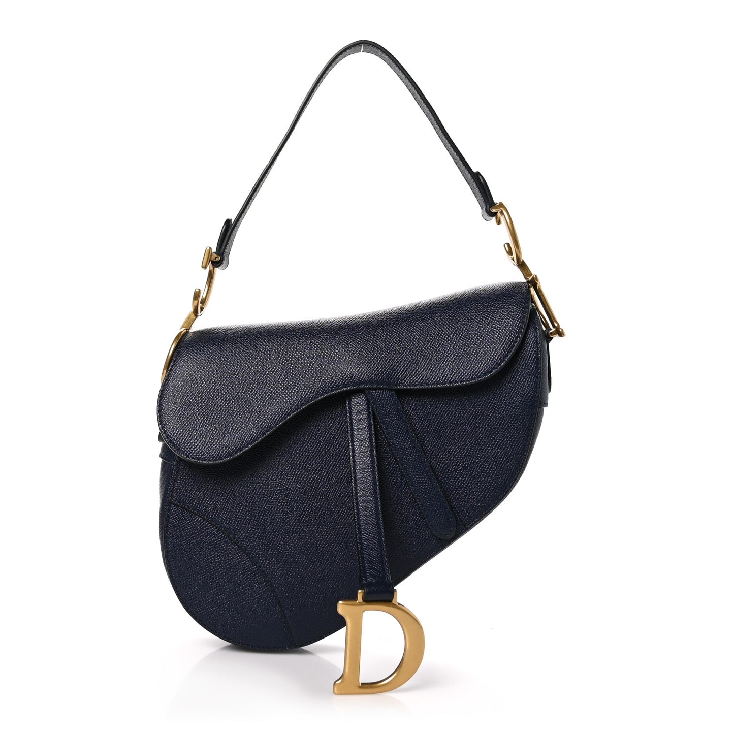 Grained Calfskin Saddle Bag Navy
