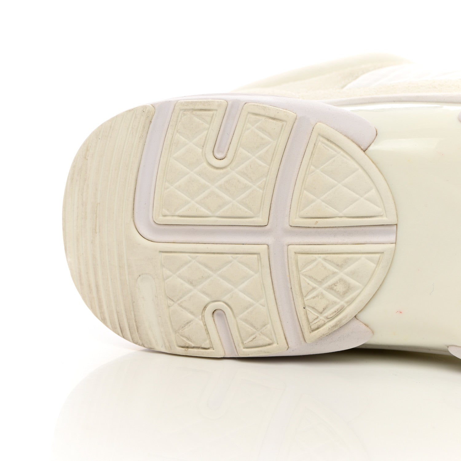 Chanel Suede Calfskin Fabric CC Sneakers 38 White 14 of 21