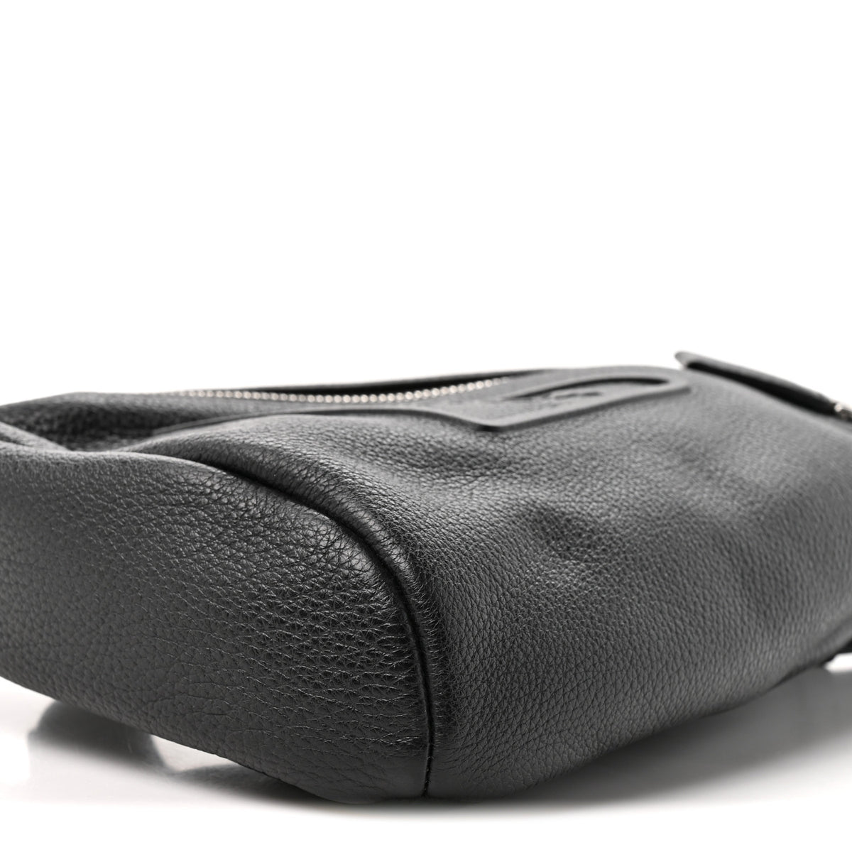 Vitello Daino Logo Embossed Cross Sling Backpack Black