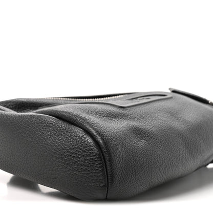 Prada Vitello Daino Logo Embossed Cross Sling Backpack Black 7 of 8