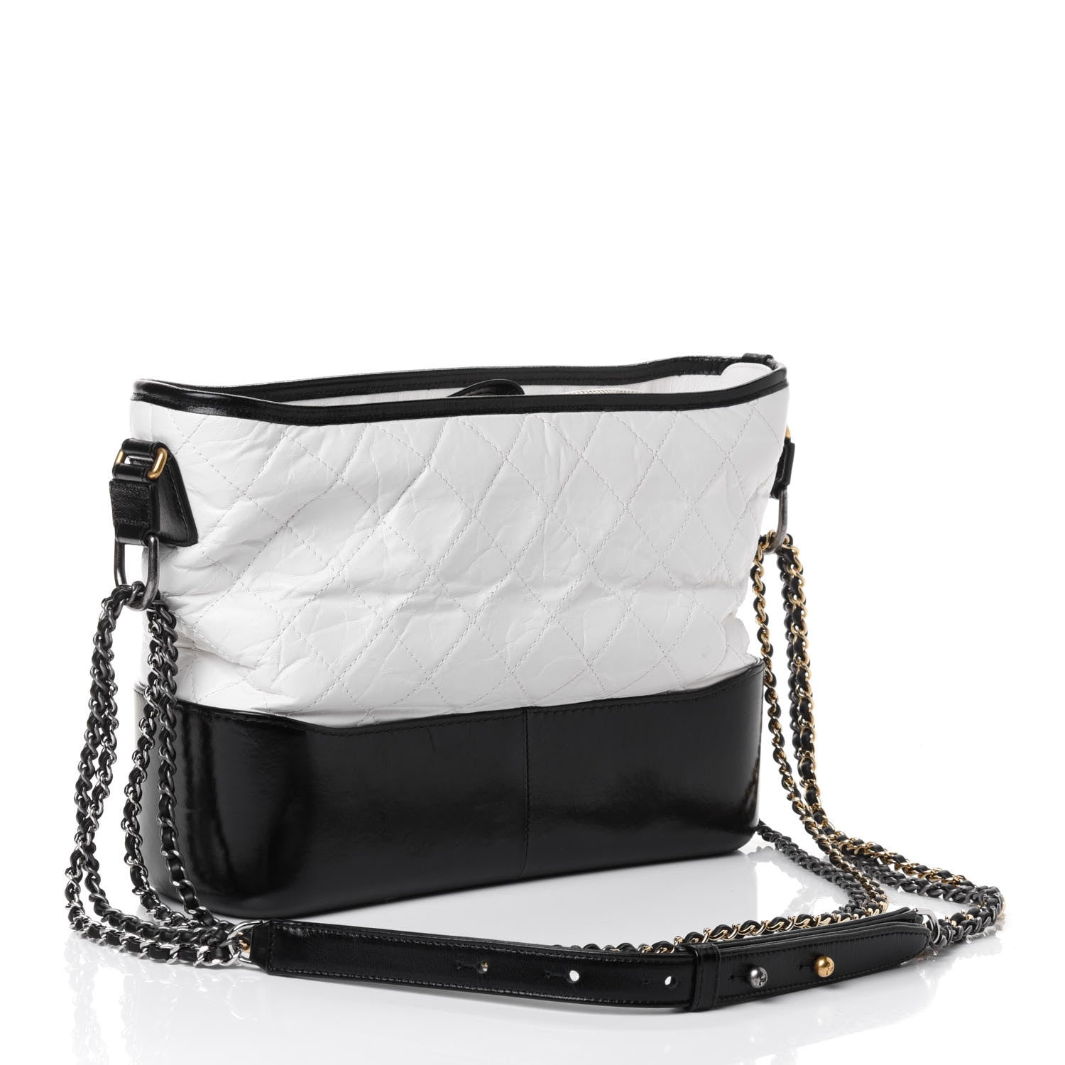 Chanel Aged Calfskin Quilted Medium Gabrielle Hobo Black White 2 of 4
