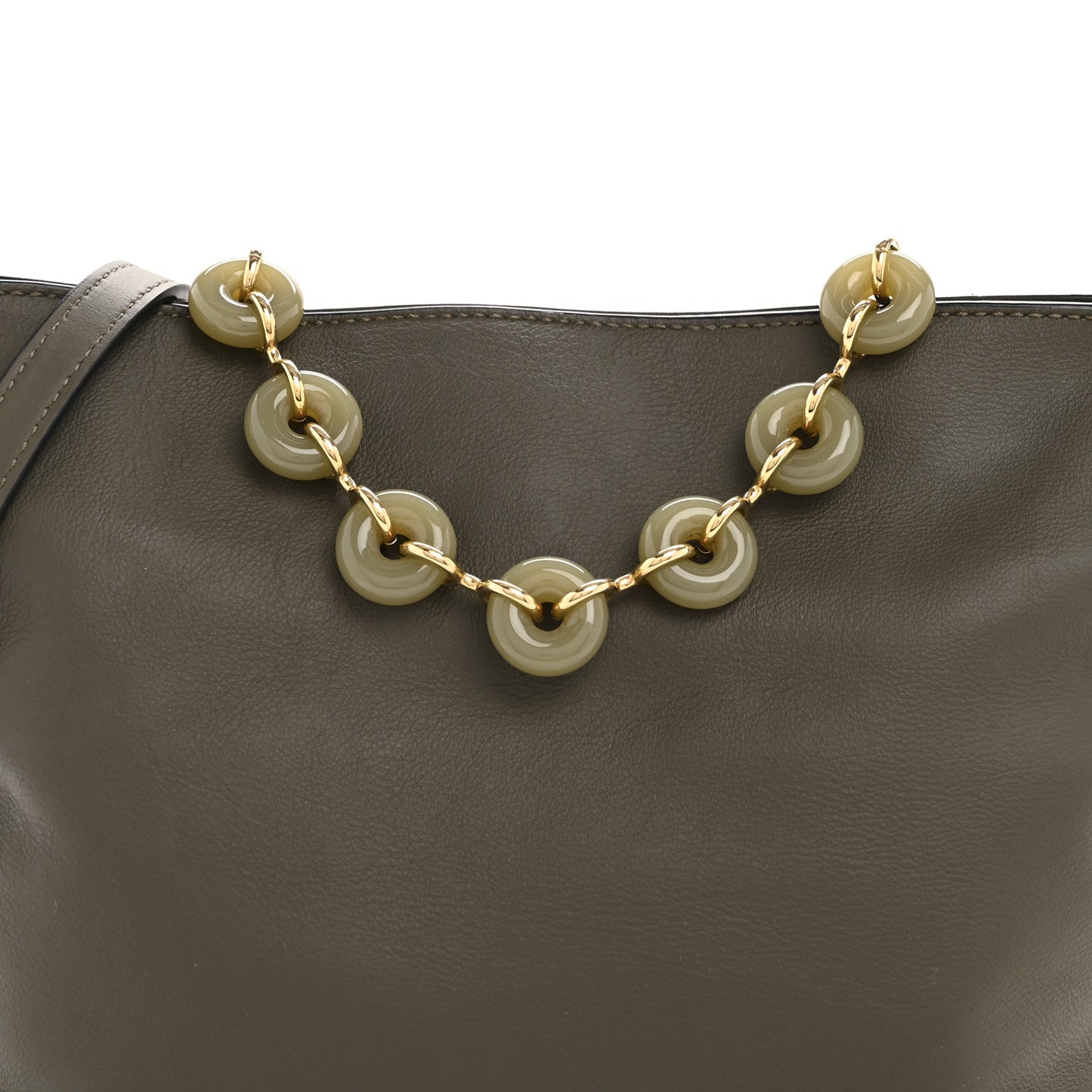 Mellow Nappa Donut Chain Flamenco Knot Clutch Khaki Green