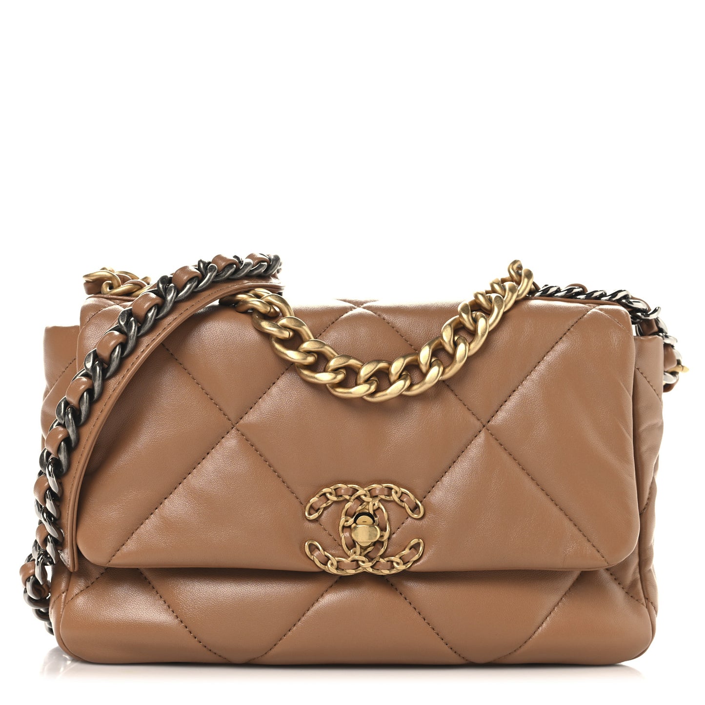 Lambskin Quilted Medium Chanel 19 Flap Brown