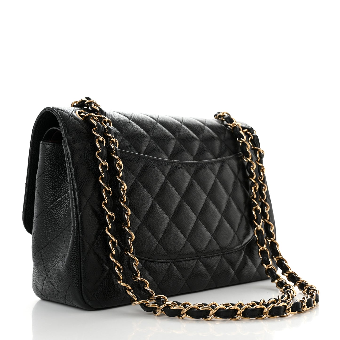 Caviar Quilted Jumbo Double Flap Black