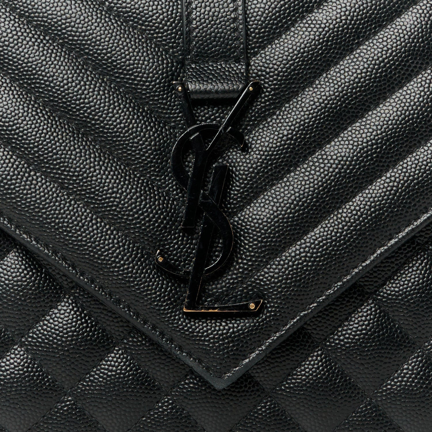 Saint Laurent Grain De Poudre Textured Mixed Matelasse Triquilt Medium Monogram Monochrome Satchel Black 9 of 15
