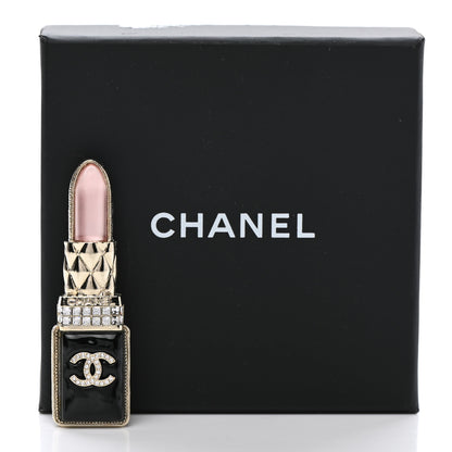Chanel Metal Strass Pearl Lipstick Brooch Pink Gold 5 of 5