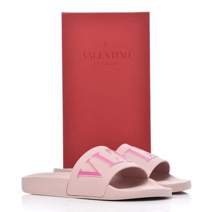 Valentino Garavani Rubber VLTN Pool Slide Sandals 39 Water Rose Disco Pink 12 of 12