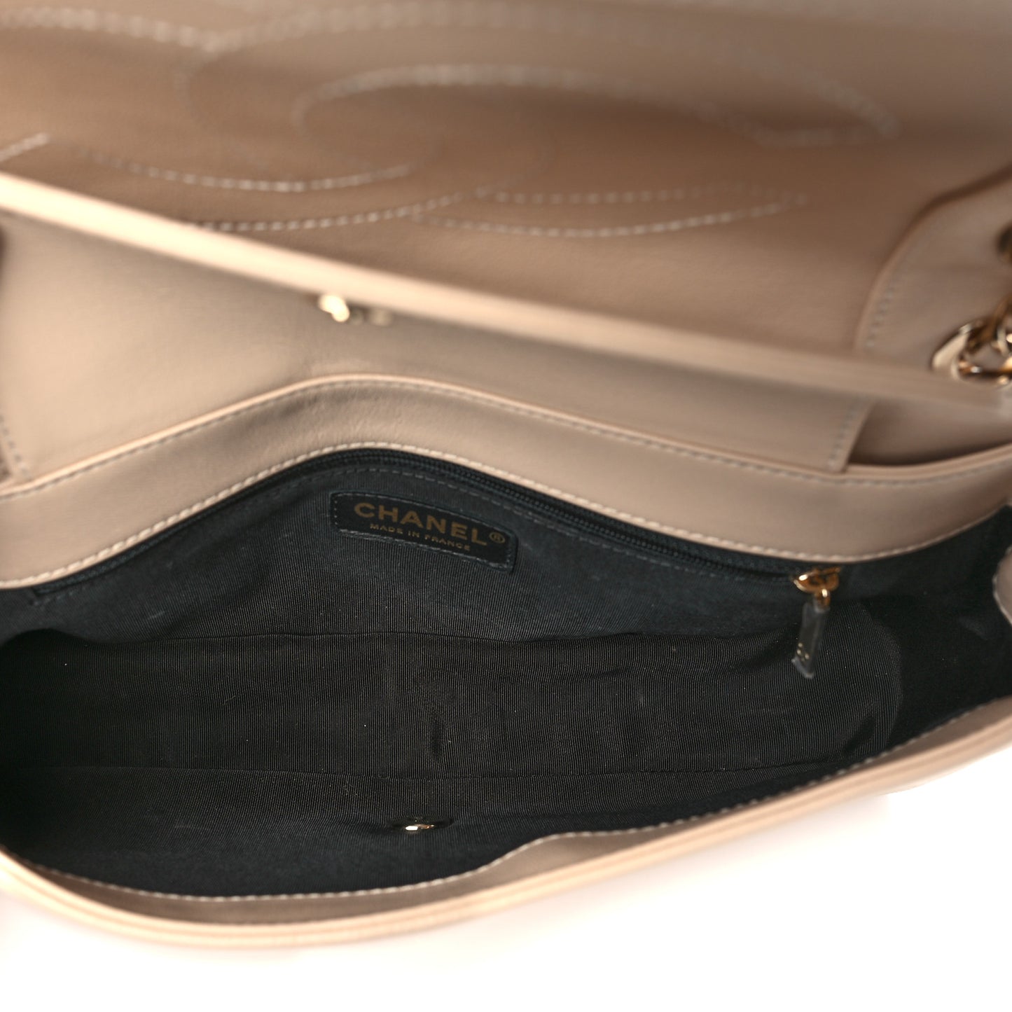Sheepskin Quilted Vintage Mademoiselle Flap Beige Black