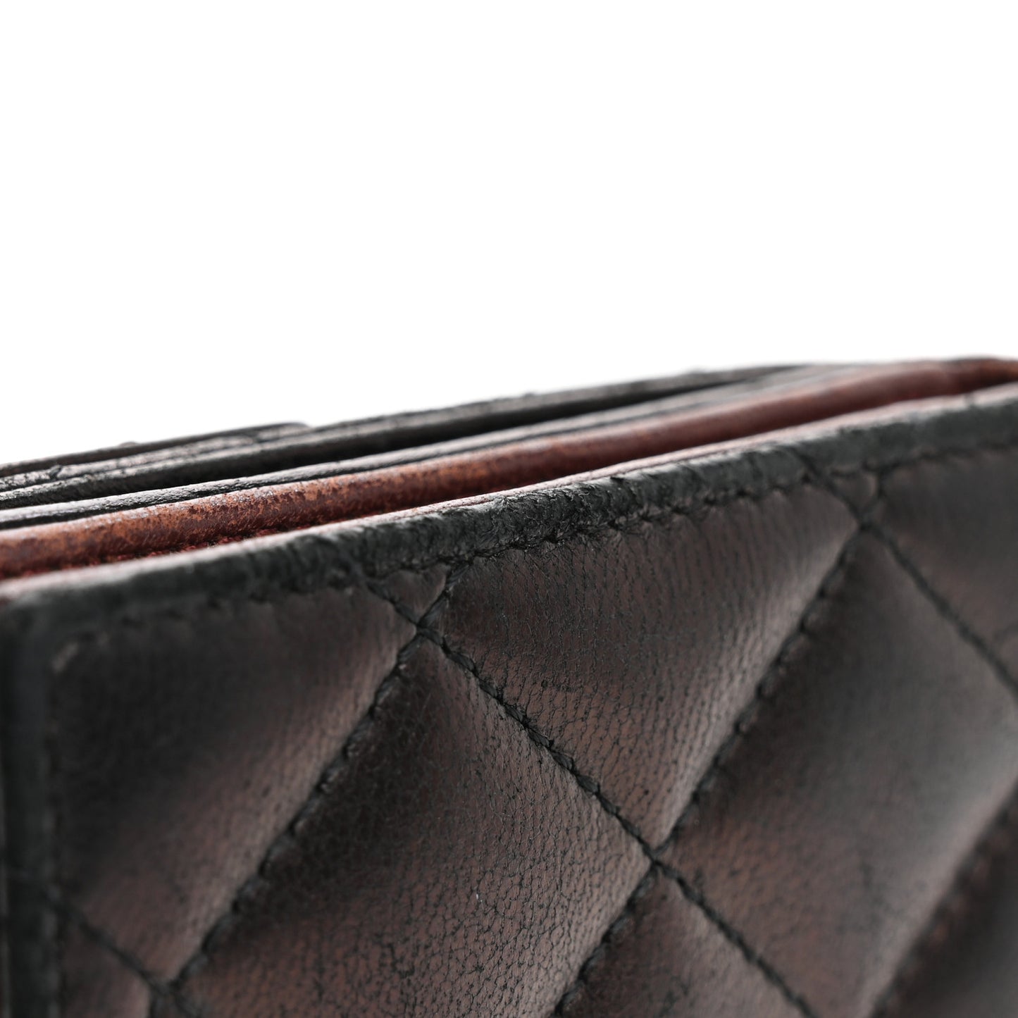 Lambskin Quilted Compact French Flap Wallet Black
