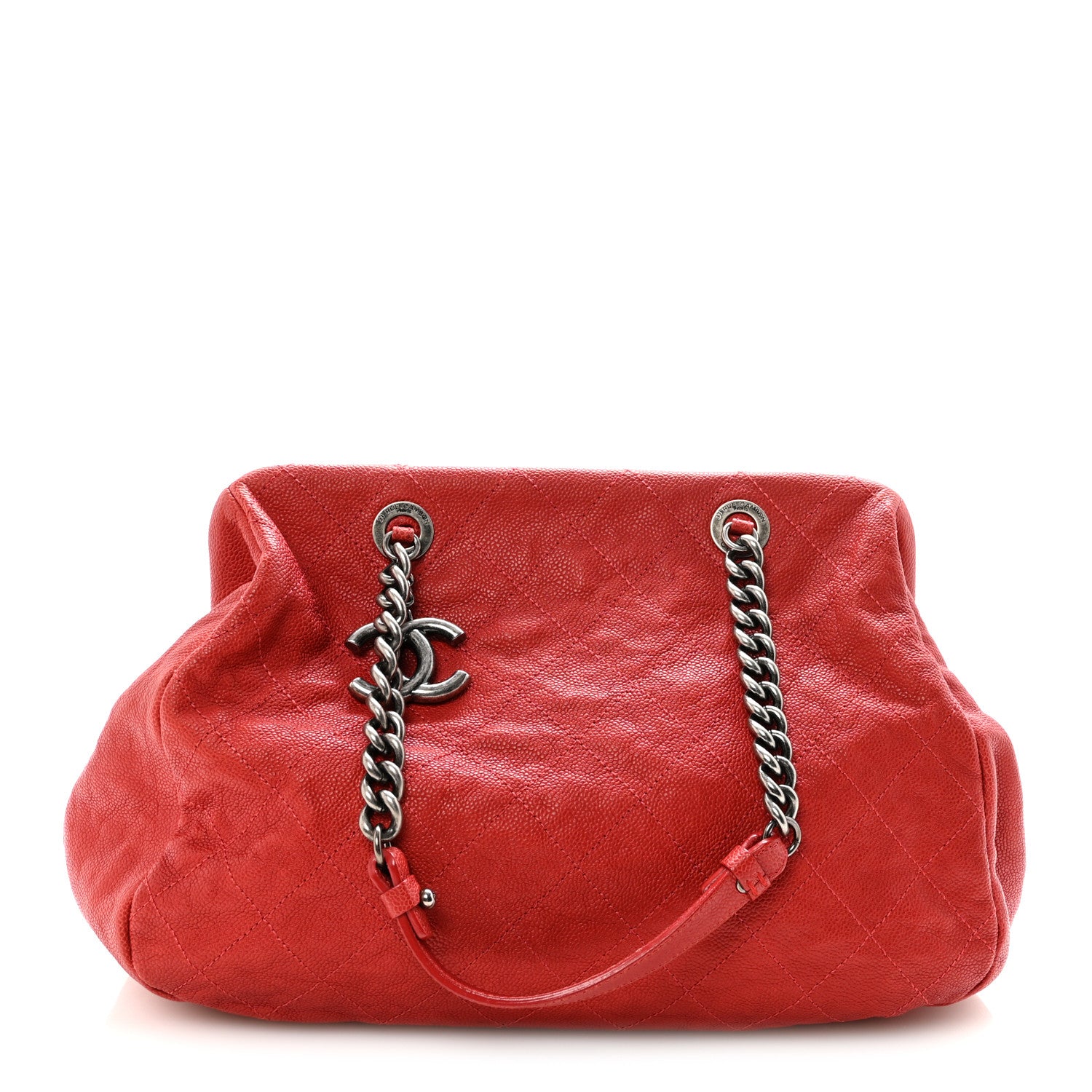 Chanel Caviar Quilted Frame CC Shopping Tote Red 1 of 10