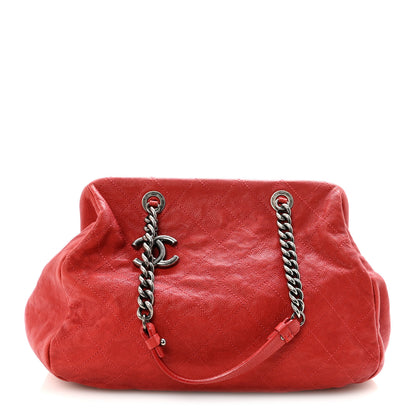 Chanel Caviar Quilted Frame CC Shopping Tote Red 1 of 10
