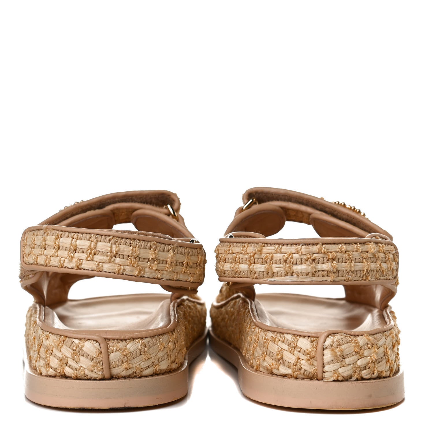 Chanel Braided Fabric Velcro Dad Sandals 40 Beige 6 of 14