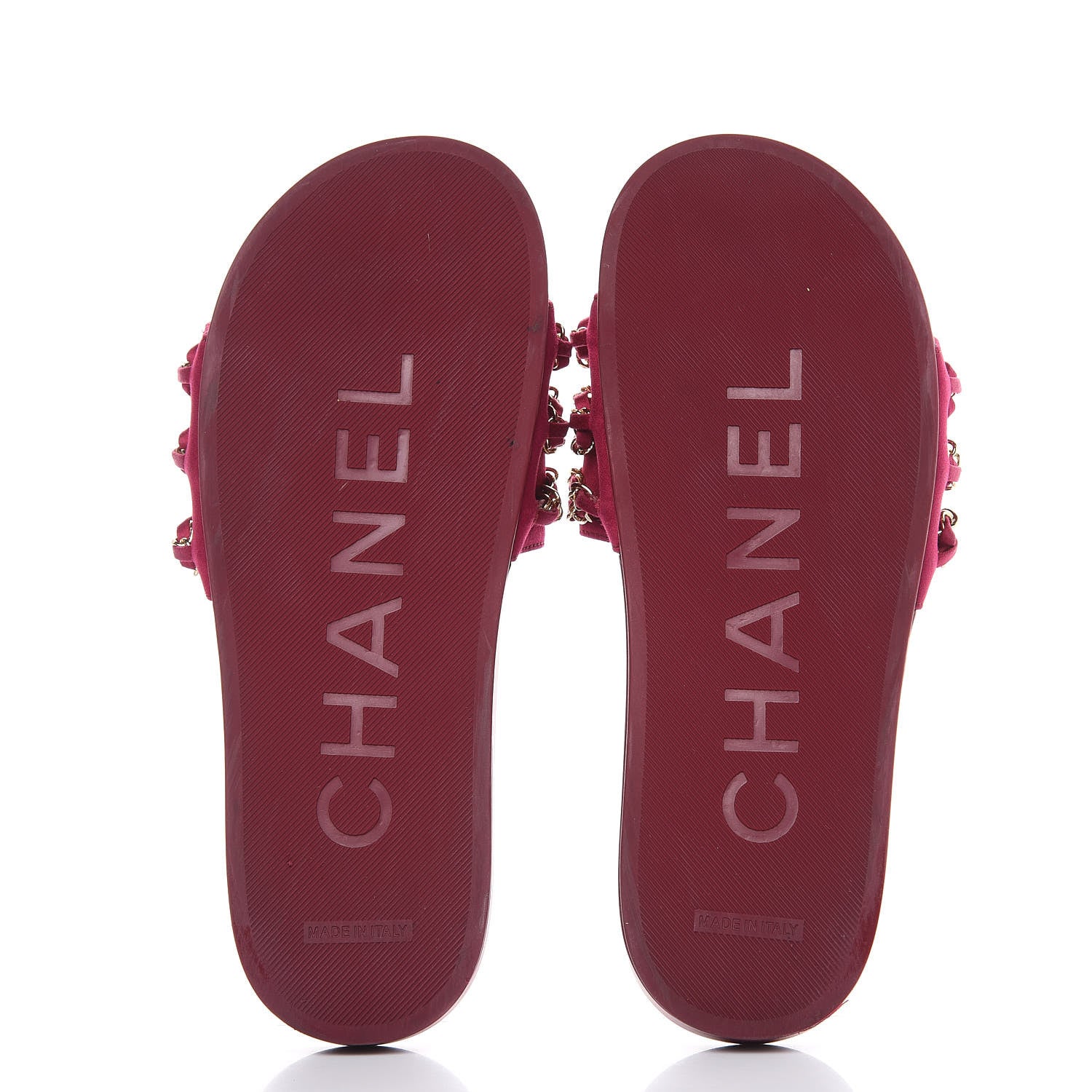 Chanel Satin Chain Flat Sandals 38 Dark Fuchsia 5 of 10